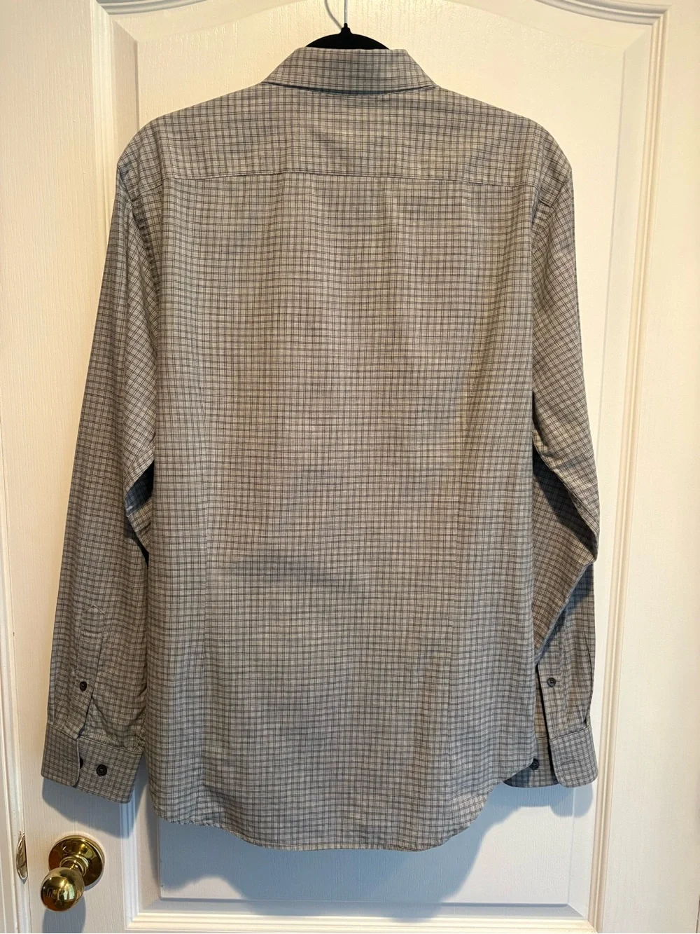 Banana Republic Men's Light Gray Micro-Check Dress Shirt